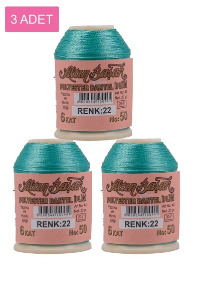 LitaeTrend 3 Adet Altınbaşak Oya ve Dantel İpi 20 gr - Royaleks - No: 022 ürün görseli 1