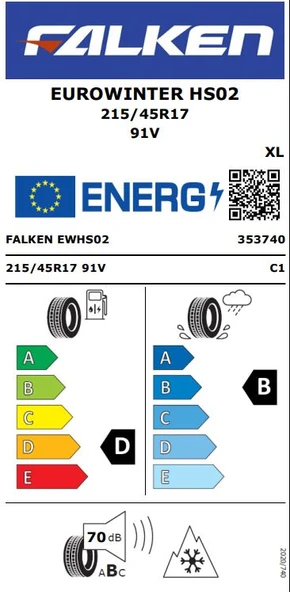 FALKEN 215/45R17 91V XL EUROWINTER HS02 2025 ÜRETİM KIŞ LASTİĞİ - Resim 2
