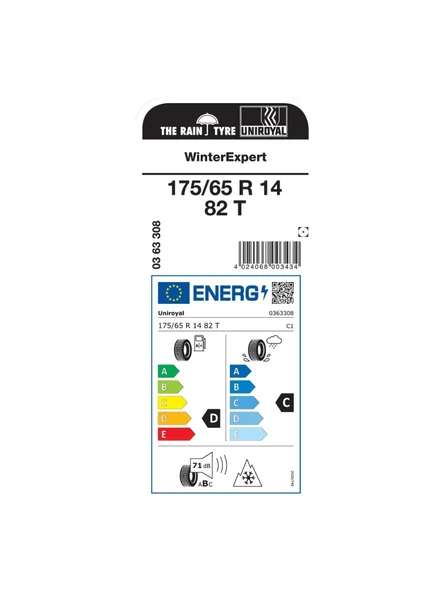 UNIROYAL 175/65R14 82T WINTER EXPERT 2025 ÜRETİM KIŞ LASTİĞİ - Resim 2