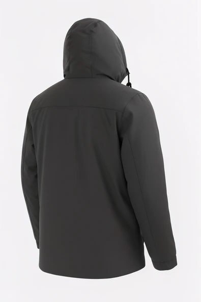 Erkek Gri Outdoor Su İtici Kapüşonlu Kaban – Rüzgar Geçirmez, Hafif ve Dayanıklı - 3