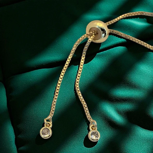 Burca Özel Kalp Motifli Altın Renkli Zincirli 14 Ayar Altın Plakalı Hediye Bileklik-432 - Resim 4