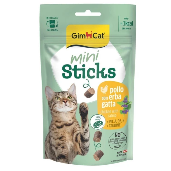 Gimcat Mini Sticks Kedi Otlu ve Tavuklu Ödül Çubukları 50gr ürün görseli 1