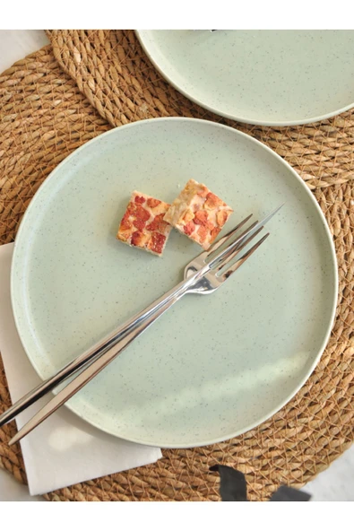 M Art Yıldızkoy Porselen 2 li Yeşil  Pasta Tabağı 21 cm ürün görseli 1