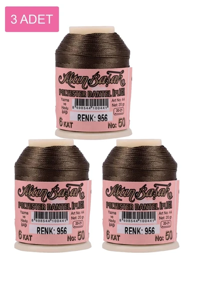 LitaeTrend 3 Adet Altınbaşak Oya ve Dantel İpi 20 gr - Royaleks - No: 956 - 1