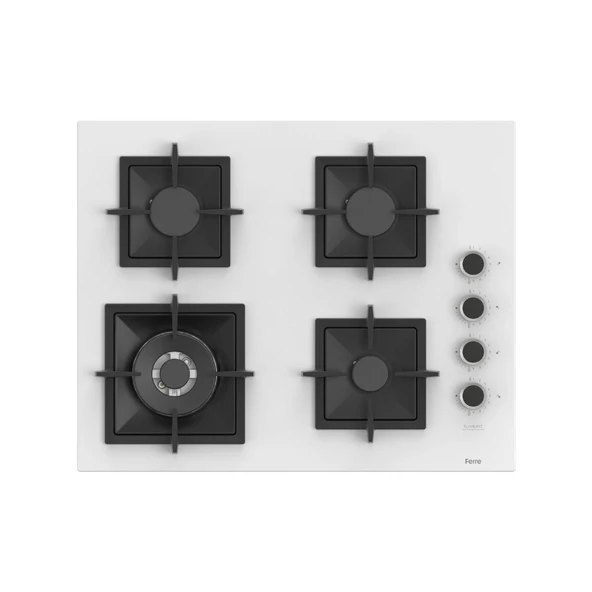 Ferre Fryart-Sılentart Serisi Beyaz Set (SC406-WFA + QEP63CB +D064-SA) - Döküm Izgara / 65 cm Ocak - Resim 2