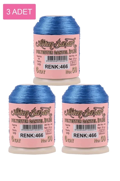 LitaeTrend 3 Adet Altınbaşak Oya ve Dantel İpi 20 gr - Royaleks - No: 466 - 1