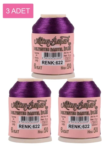 LitaeTrend 3 Adet Altınbaşak Oya ve Dantel İpi 20 gr - Royaleks - No: 622 ürün görseli 1