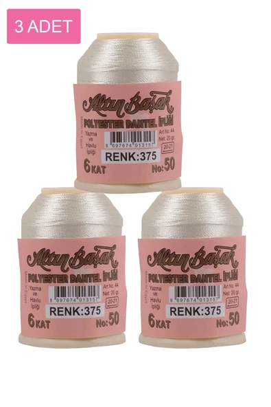 LitaeTrend 3 Adet Altınbaşak Oya ve Dantel İpi 20 gr - Royaleks - No: 375 ürün görseli 1