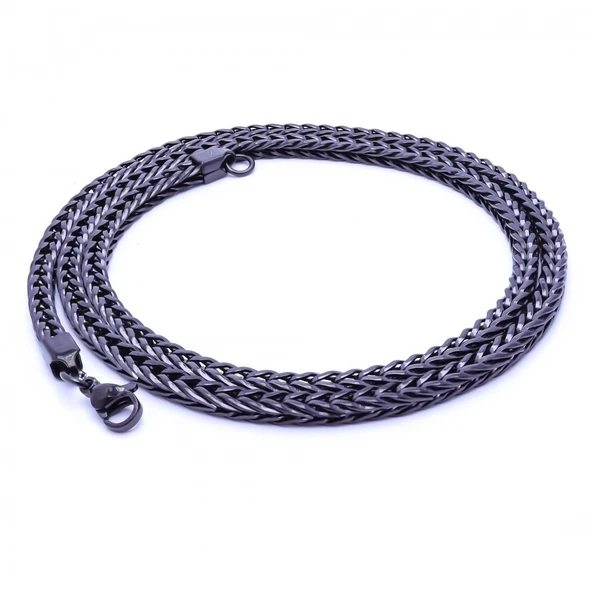 Oval Kral Bakla Örgülü Çelik Kolye 4Mm 3183CEK024 - Resim 2