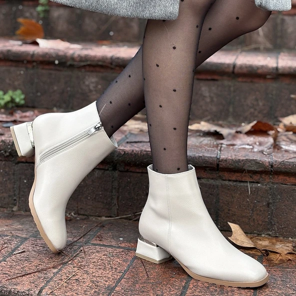 Tonti Bej Cilt Topuklu Bot - Resim 4