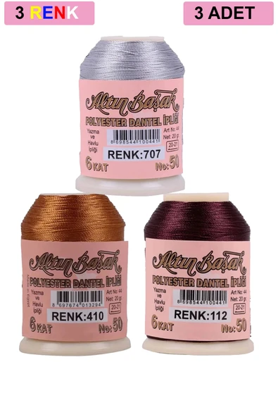 LitaeTrend 3 Adet Altınbaşak Oya ve Dantel İpi 20 gr - Royaleks - No: 410 - 112 - 707 ürün görseli 1