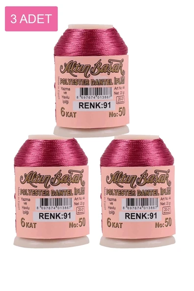 LitaeTrend 3 Adet Altınbaşak Oya ve Dantel İpi 20 gr - Royaleks - No: 091 ürün görseli 1