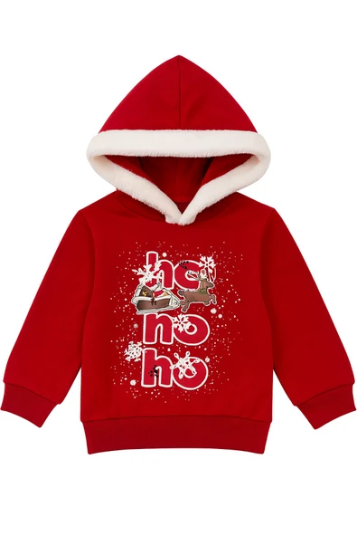 Unisex Noal Baba Baskılı Kapüşonlu Sweatshirt - Resim 3