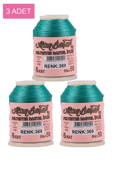 LitaeTrend 3 Adet Altınbaşak Oya ve Dantel İpi 20 gr - Royaleks - No: 369 ürün görseli 1