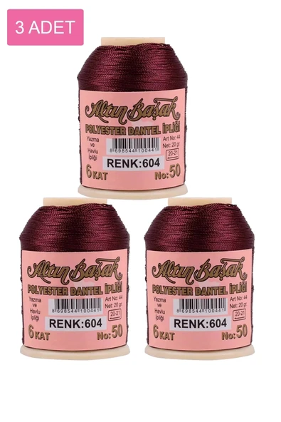 LitaeTrend 3 Adet Altınbaşak Oya ve Dantel İpi 20 gr - Royaleks - No: 604 ürün görseli 1