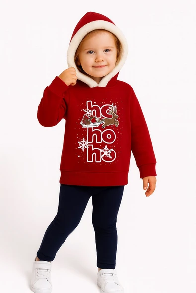 Unisex Noal Baba Baskılı Kapüşonlu Sweatshirt - Resim 2