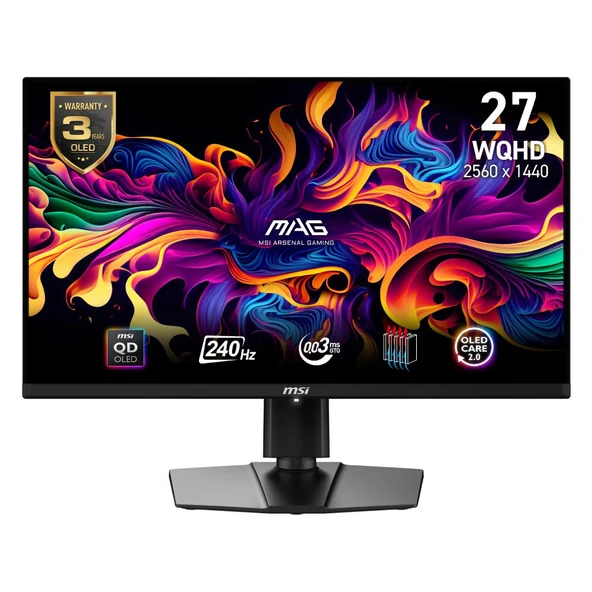 MSI MAG 271QPX QD-OLED E2 26.5" 240Hz 0.03ms HDMI DP Type-C Adaptive Sync Pivot WQHD QD-OLED Monitör ürün görseli