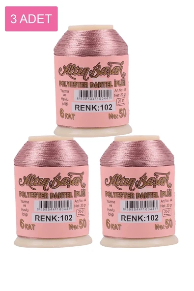 LitaeTrend 3 Adet Altınbaşak Oya ve Dantel İpi 20 gr - Royaleks - No: 102 - 1