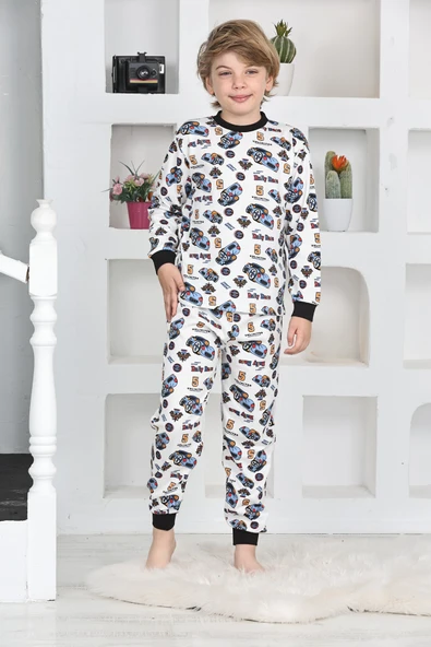 Erkek Çocuk Araba Baskılı Pijama Takımı 1-7 Yaş 12290 - 4