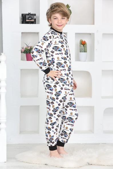 Erkek Çocuk Araba Baskılı Pijama Takımı 1-7 Yaş 12290 - 5