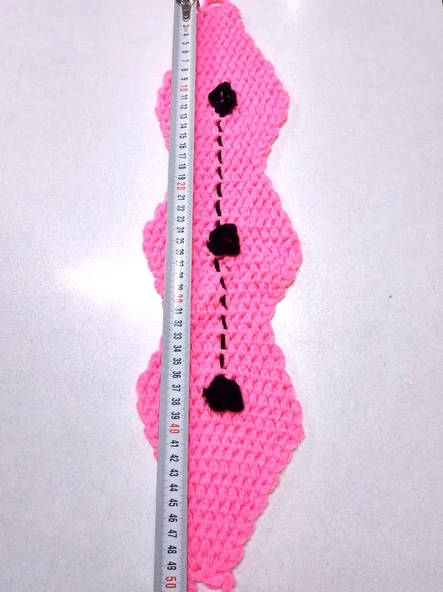 Mavi Beyaz pembe üç renkli El işi Örme Lif Takımı - Resim 5