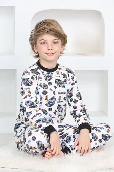Erkek Çocuk Araba Baskılı Pijama Takımı 1-7 Yaş 12290 - 6