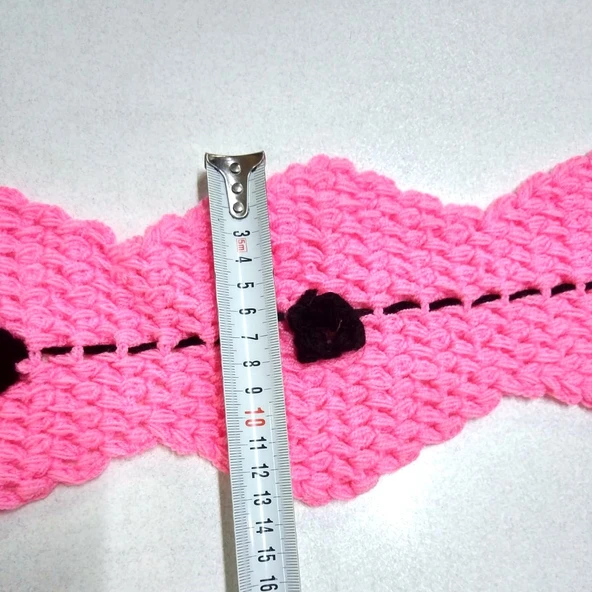 Mavi Beyaz pembe üç renkli El işi Örme Lif Takımı - Resim 4