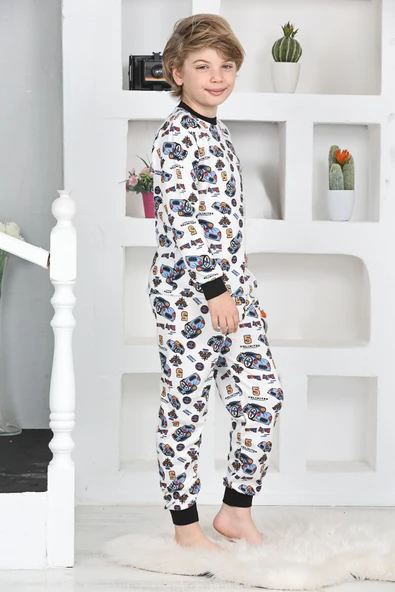 Erkek Çocuk Araba Baskılı Pijama Takımı 1-7 Yaş 12290 - 2