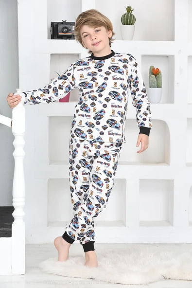 Erkek Çocuk Araba Baskılı Pijama Takımı 1-7 Yaş 12290 - 1