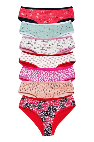 LitaeTrend Pamuklu Geniş Kenarlı Likralı Desenli Bato Kadın Külot 7'li Paket ürün görseli 1