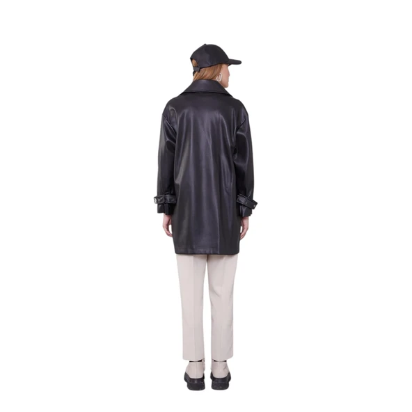 Kadın Kruvaze Yaka Deri Ceket 570030 - 7