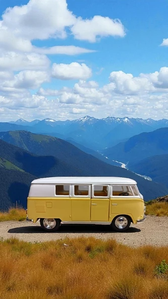 Nostaljik Metal Çek Bırak Sarı Wv Minibüs Araba Kapılar Açılır - 5