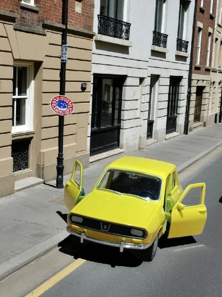 Nostaljik Metal Çek Bırak Sarı Araba Renault 12 Kapılar Açılır - 5