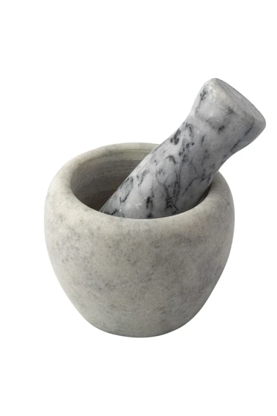 Mithra Life Lüks Doğal Desenli Açık Gri Mermer Oyma Havan ve Tokmak MIT1252 ürün görseli