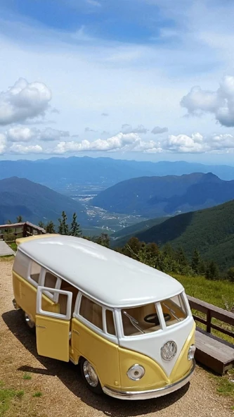 Nostaljik Metal Çek Bırak Sarı Wv Minibüs Araba Kapılar Açılır - 2