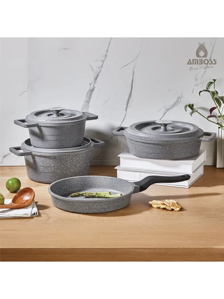 Amboss Copper Gri 7 Parça Alüminyum Döküm Tencere Seti ürün görseli