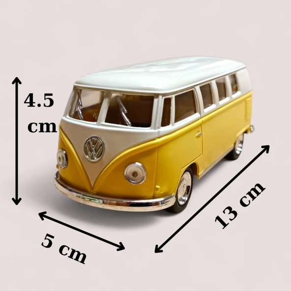 Nostaljik Metal Çek Bırak Sarı Wv Minibüs Araba Kapılar Açılır