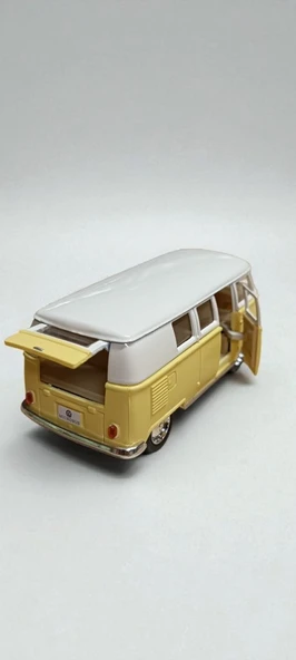 Nostaljik Metal Çek Bırak Sarı Wv Minibüs Araba Kapılar Açılır - 3