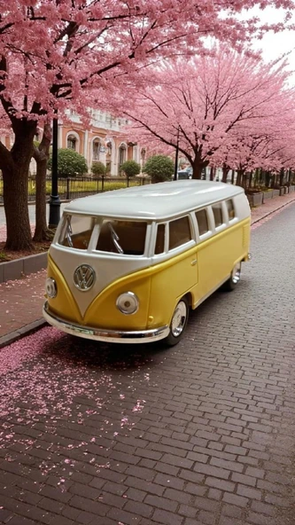 Nostaljik Metal Çek Bırak Sarı Wv Minibüs Araba Kapılar Açılır - 4