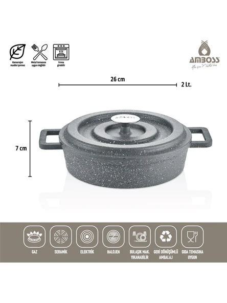 Amboss Copper Gri 7 Parça Alüminyum Döküm Tencere Seti - Resim 3