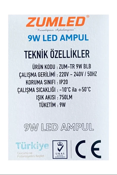 LitaeTrend Zumled 9W Beyaz LED Ampul Royaleks-201 - 2