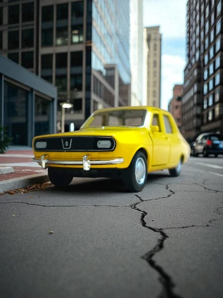 Nostaljik Metal Çek Bırak Sarı Araba Renault 12 Kapılar Açılır - 2