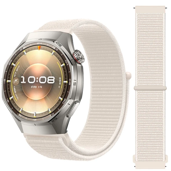 Huawei Watch GT6 Pro 46mm İle Uyumlu Ayarlanabilir Cırt Cırtlı Yumuşak Spor Kumaş Örgü Kordon  Starlight ürün görseli