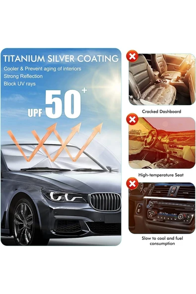 Mithra Life Katlanabilir Oto Şemsiye Ön Cam Araba Güneşlik MIT1253 - Resim 5