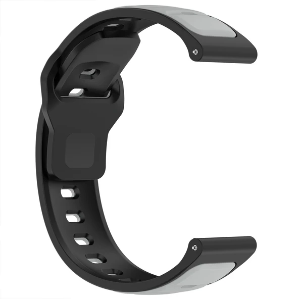 Huawei Watch GT6 Pro 46mm İle Uyumlu Çift Renkli Spor Silikon Kordon Nefes Alabilir Konforlu  Füme - Resim 3