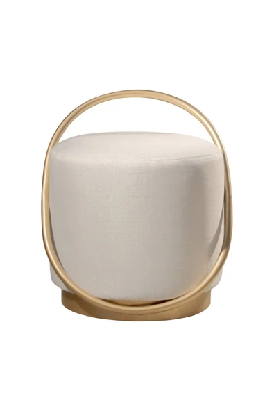 LOOP SERİSİ PUF, METAL HALKALI PUF, MAKYAJ OTURAĞI ,PUF BENCH MONTAJSIZ OTURAK GOLD METAL AYAKLI - 1