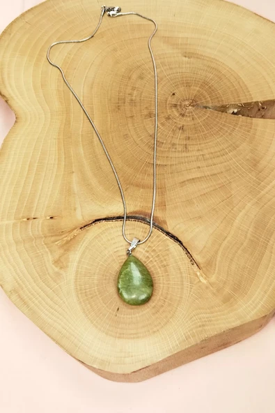 LitaeTrend Akuamarin Doğal Taşı Zincirli El Yapımı Kolye Uç: 3 cm Zincir: 20 cm Kutulu - 7