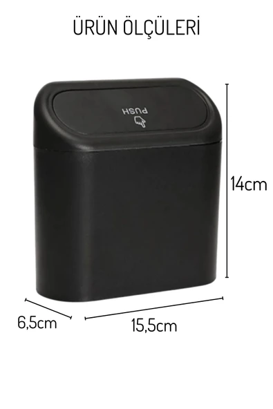 Mithra Life Kapaklı Taşınabilir Araç İçi Mini Çok Amaçlı Çöp Kutusu MIT1254 - Resim 2