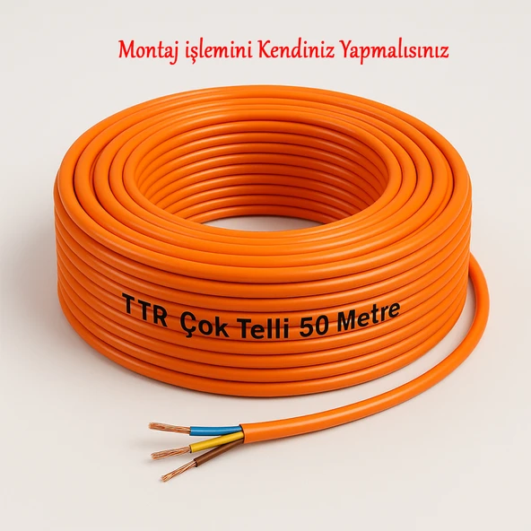 Seyyar 50 Metre Uzatma Kablosu TTR CCA Telli 3x2.5 mm Elektrik Kablo Kontrol Kalem Dişi Erkek Fiş - Resim 3
