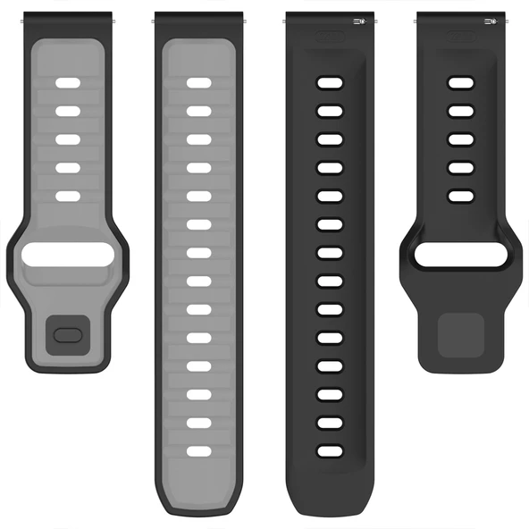 Huawei Watch GT6 Pro 46mm İle Uyumlu Çift Renkli Spor Silikon Kordon Nefes Alabilir Konforlu  Füme - Resim 5